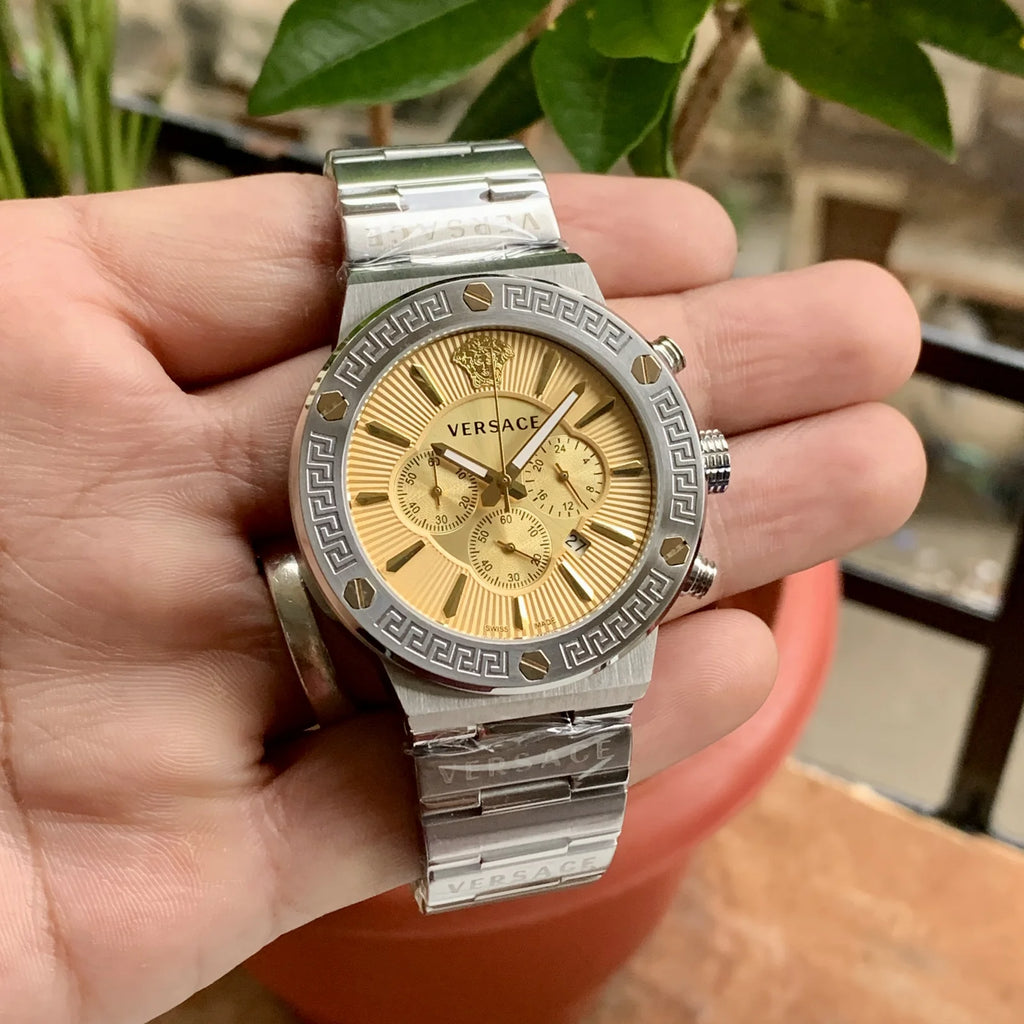 Versace Greca Chronograph VEZ Silver-Yellow