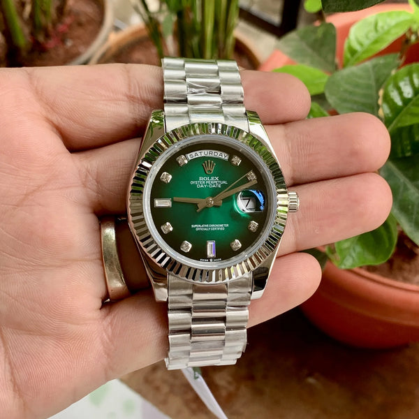 Rolex Day-Date Green Diamond Figure Semi Swiss
