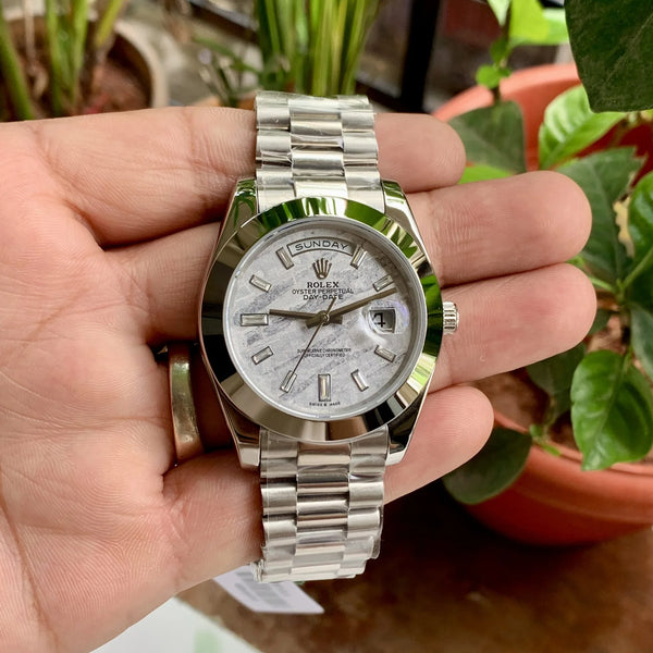 Rolex Day-Date Meteorite Dial Silver Semi Swiss