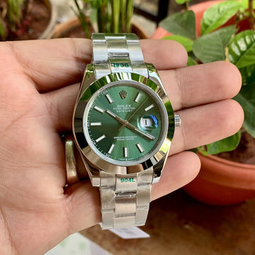 Rolex DateJust Green Dial Plain Bezel Semi ETA