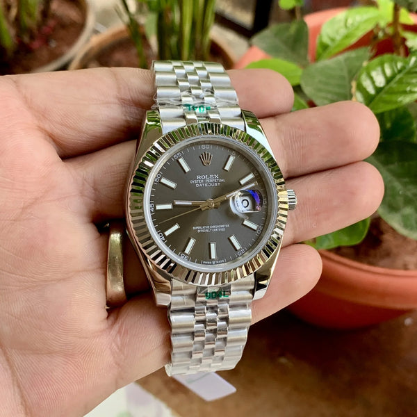 Rolex DateJust Silver Fluted bezel Semi ETA