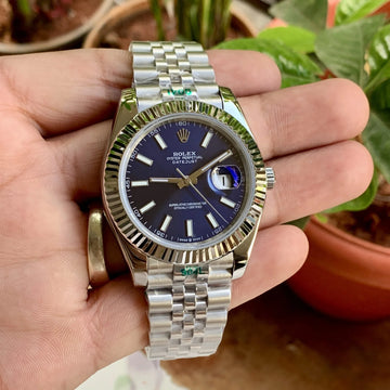 Rolex DateJust Blue Dial Fluted Bezel Semi ETA