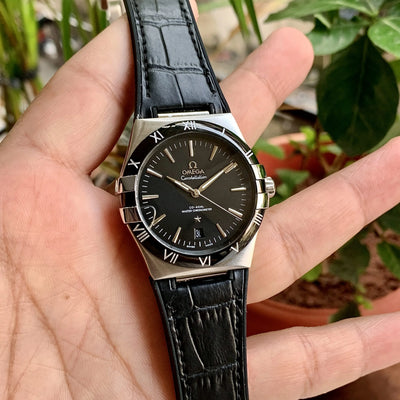 Omega Constellation Co-Axial Silver Bezel Black