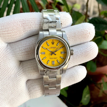 Rolex Oyster Perpetual Yellow Dial 33Mm Ladies