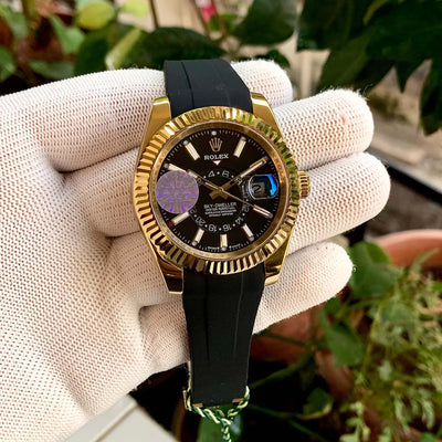 Rolex Sky Dweller Gold Fluted Bezel