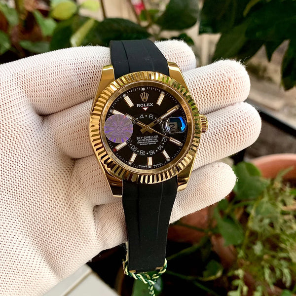 Rolex Sky Dweller Gold Fluted Bezel