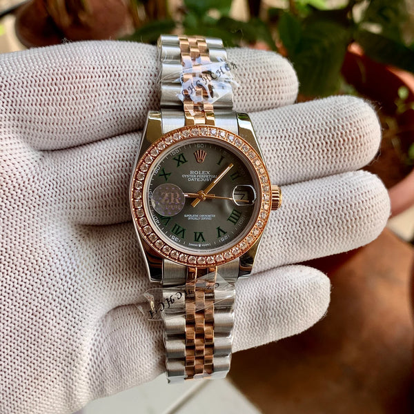Rolex DateJust Two-Tone Roman Figure Diamond Bezel