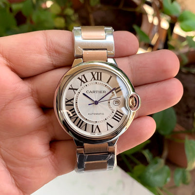 Cartier Ballon Bleu Gents RG-Silver Chain