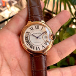 Cartier Ballon Bleu Gents RGold-Brown Leather