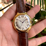 Cartier Ballon Bleu Gents Gold-Brown Leather