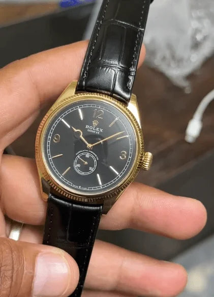 Rolex 1908 Gold-Black Leather Automatic