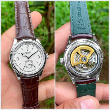 Rolex 1908 Silver Leather Semi Eta Automatic