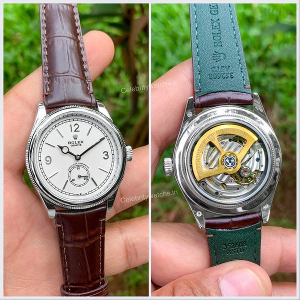 Rolex 1908 Silver Leather Semi Eta Automatic