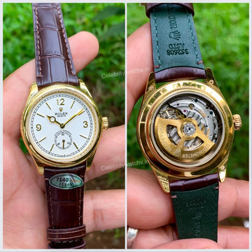 Rolex 1908 Yellow Gold Leather Semi Eta Automatic