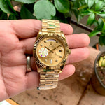 Rolex DaY-Date Full Gold Diamond Figure Fluted Bezel Yz