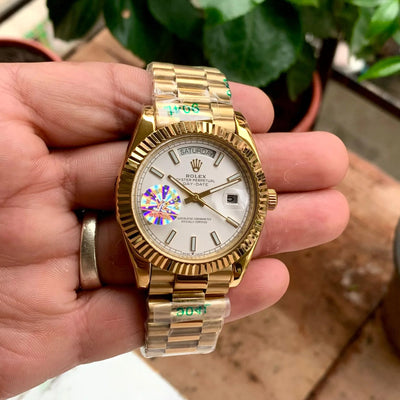 Rolex DaYDate Gold Plain Figure Fluted Bezel Yz