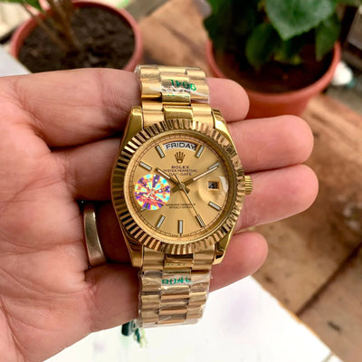 Rolex Daa-Date Full Gold Fluted Bezel Yz Auto