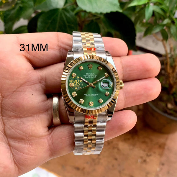 Rolex DateJust Jubilee Green Dial Gold Ladies