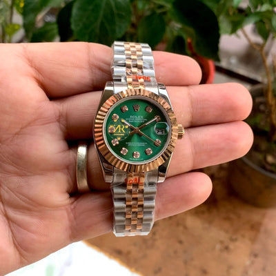 Rolex DateJust Jubilee Green Dial RGold Ladies