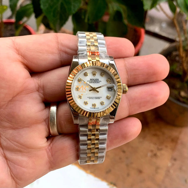 Rolex DateJust Jubilee White Dial Gold Ladies