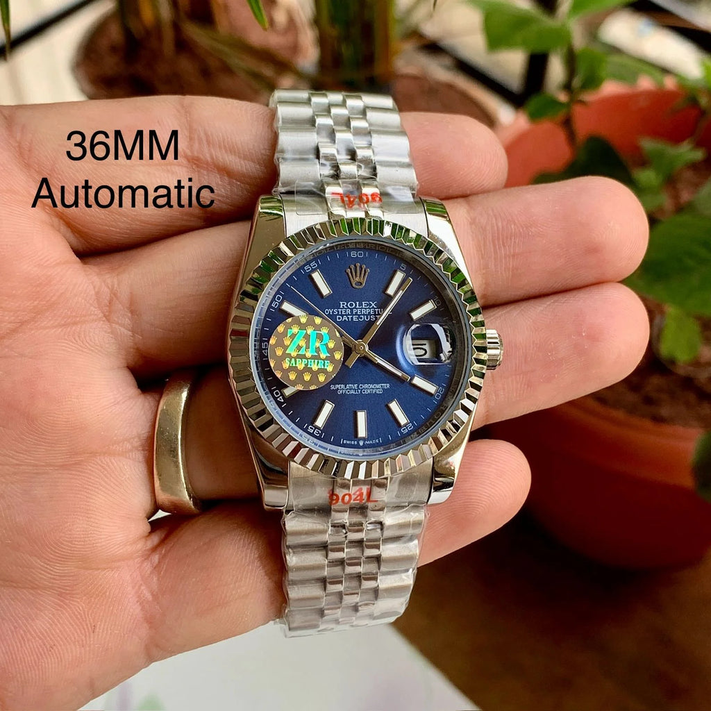 Rolex DateJust Silver-Blue Dial Jubilee 36MM Ladies