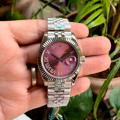 Rolex DateJust Silver-Pink Diamond Roman Figure