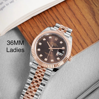 Rolex DateJust Two Tone Diamond Figure Brown 36MM Ladies