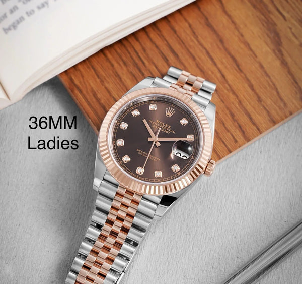 Rolex DateJust Two Tone Diamond Figure Brown 36MM Ladies