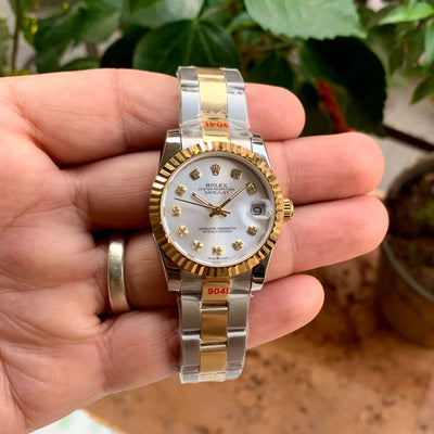 Rolex DateJust Oyster White Dial Gold Ladies