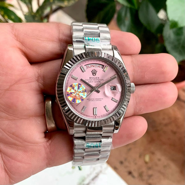 Rolex Day Date Silver-Pink Dial Yz Factory