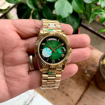 Rolex DayDate Gold Green Roman Dial Yz