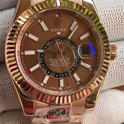 Rolex Sky-Dweller Oyster RG Chain Brown Dial