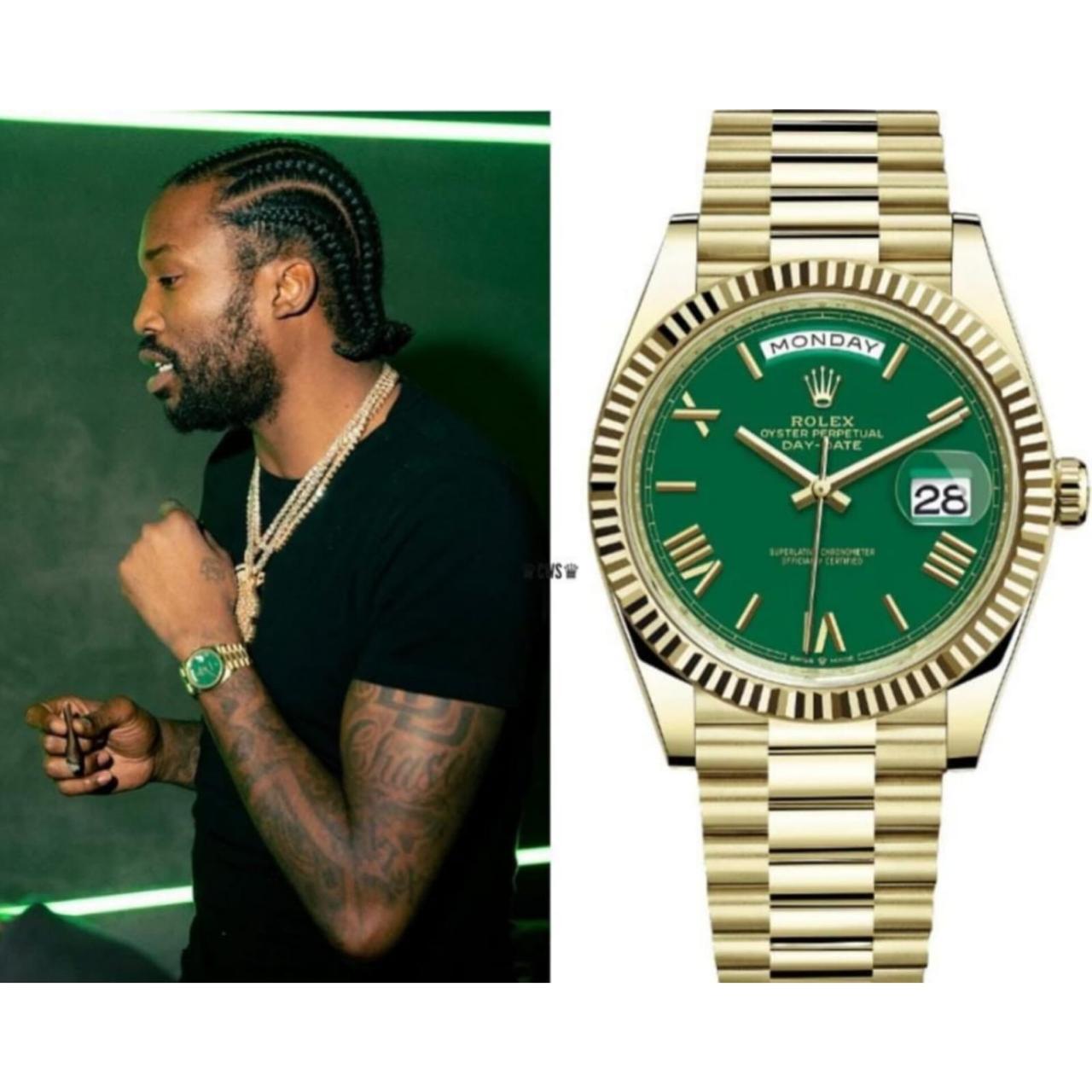Rolex DayDate Gold Dark Green Roman Dial Yz