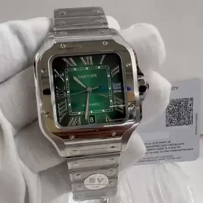 Cartier Santos XL Silver WSSA0062 Green BV Factory Swiss