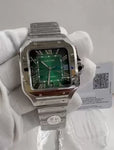 Cartier Santos XL Silver WSSA0062 Green BV Factory Swiss