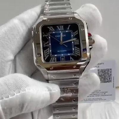 Cartier Santos XL Silver WSSA0030 Blue BV Factory Swiss