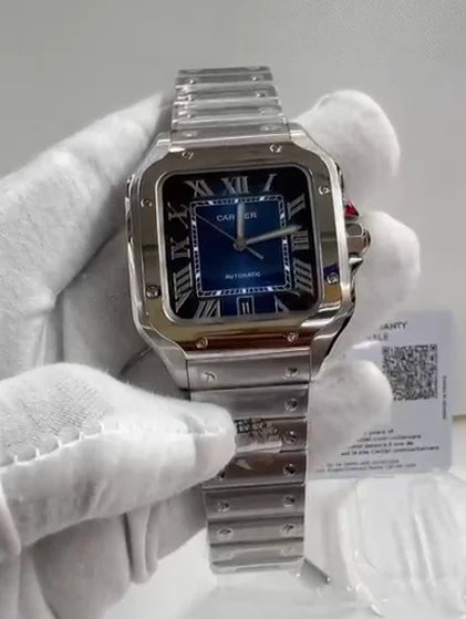 Cartier Santos XL Silver WSSA0030 Blue BV Factory Swiss