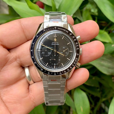Omega Speedmaster Black Dial Silver Chain