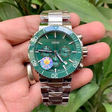 Oris Chronograph Aquis Green Dial