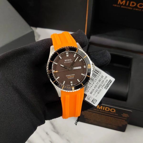 Mido Ocean Star Swiss Orange With Box