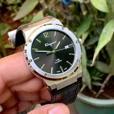 Ferragamo F-80 Classic Black Leather