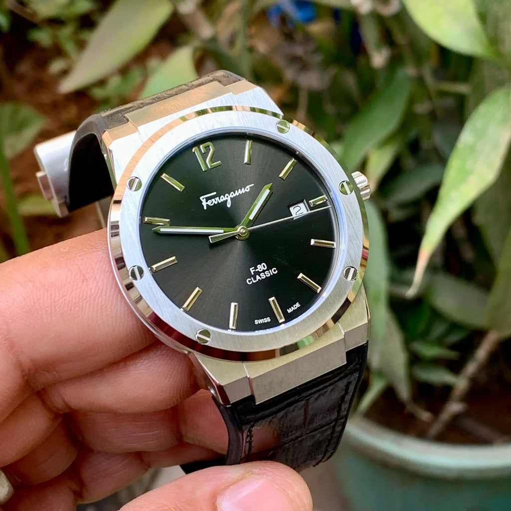 Ferragamo F-80 Classic Black Leather