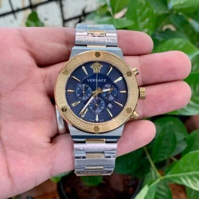 Versace Greca Logo Chrono Blue Dual Tone
