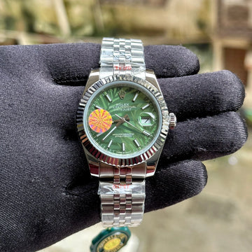 Rolex DateJust Silver-Green Fluted Bezel Yz Factory