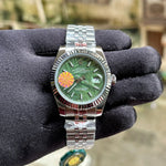 Rolex DateJust Silver-Green Fluted Bezel Yz Factory
