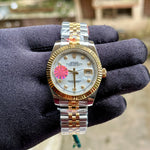 Rolex DateJust Silver-Gold Fluted White Diamond YZ