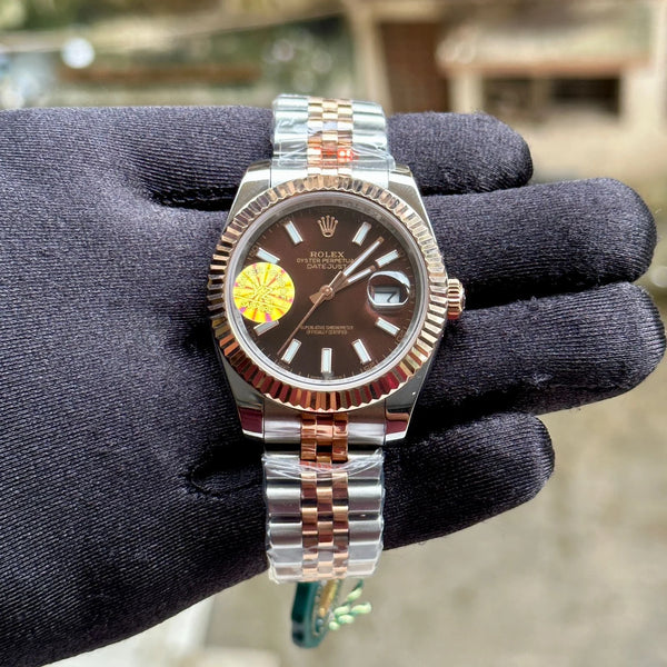 Rolex DateJust Silver-RG Fluted Bezel YZ