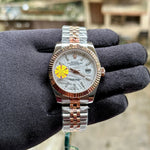Rolex DateJust Silver-RG Fluted White Design Dial YZ