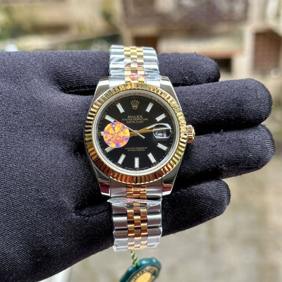 Rolex DateJust Silver-Gold Fluted Black YZ