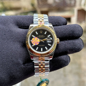 Rolex DateJust Silver-Gold Fluted Black YZ